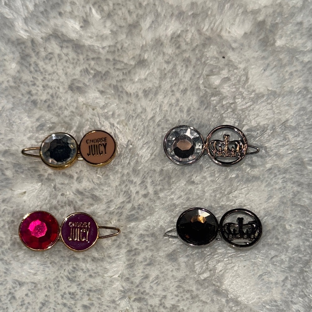 Juicy Couture Gold and Silver Dog Hair Clip Set